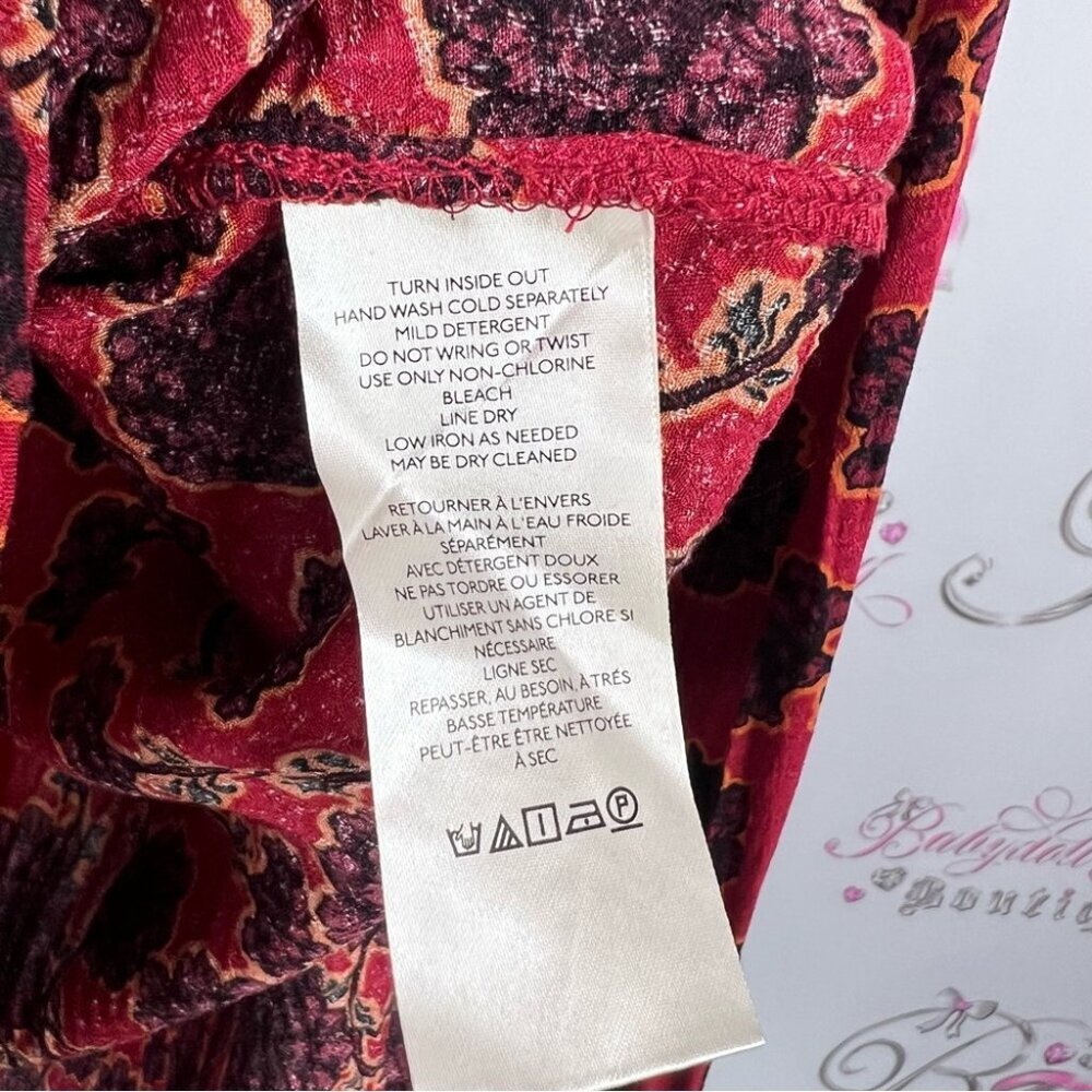 Free People blouse long sleeve floral flowers Red and Black Floral Blouse - Picture 6 of 7